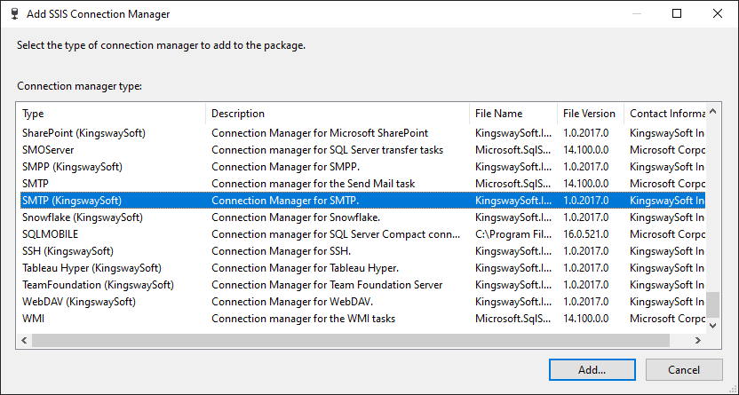 Add SSIS SMTP Connection Manager